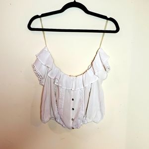**SOLD** Altar'd State White Off-the-Shoulder Top with Front Buttons